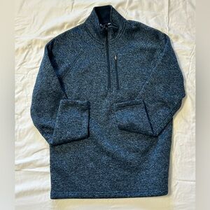 Eddie Bauer Mens Quarter Zip Heathered Blue Fleece Pullover size Medium